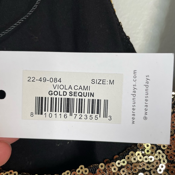 NWT Sundays Gold Sequin Viola Cami - Picture 9 of 11
